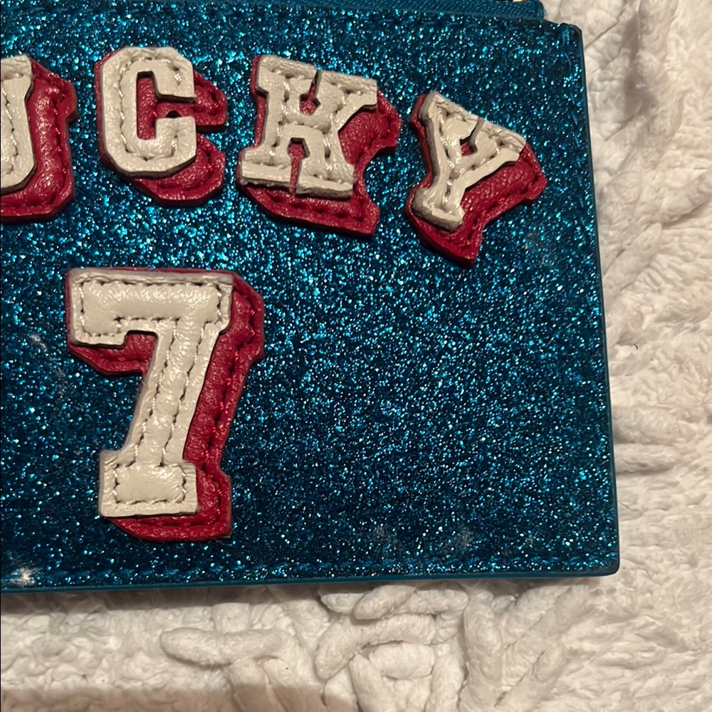 Blue Glitter Lucky 7 Keychain Pouch - Picture 3 of 5